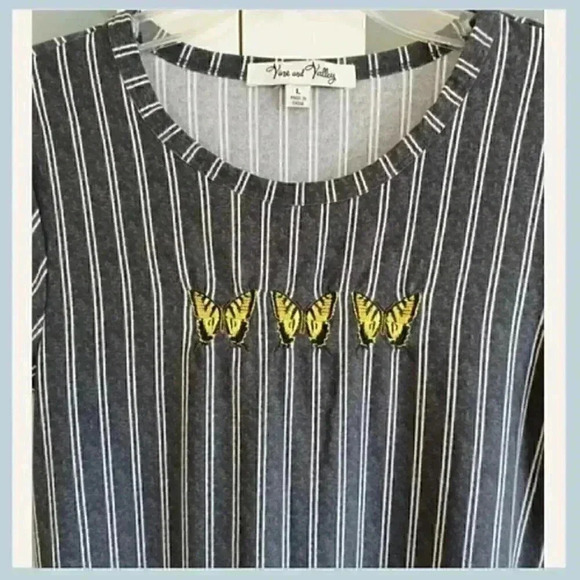 Gray Striped Butterfly Dress Size Large, Vine and Valley Dress - Picture 5 of 7